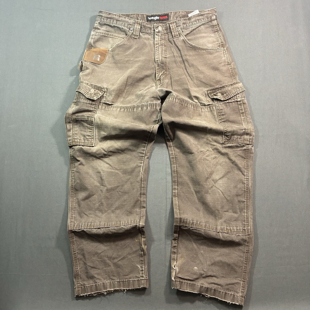 Wrangler Riggs Workwear Men 36x32 Relaxed Ripstop Cargo Pant Double Knee 3W060BR